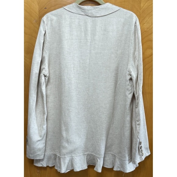 Mazik Womens Flax Ruffle Front Cardigan Lined Natural Sz L - Picture 2 of 11